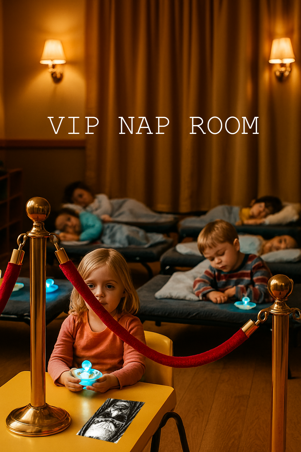 Velvet rope nap room for toddlers